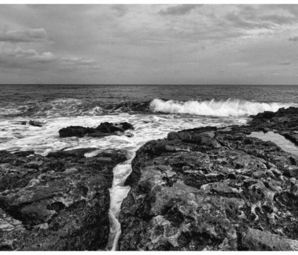 Canvas: Timeless Tranquility: Maltese Coastline in Monochrome