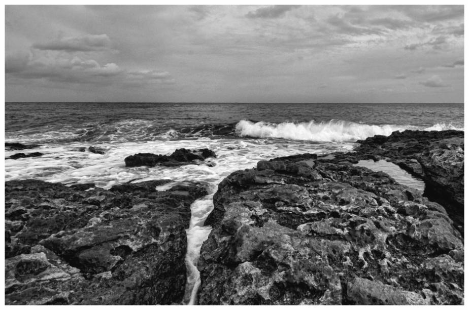 Canvas: Timeless Tranquility: Maltese Coastline in Monochrome