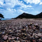 pebbles landscape on a beach in Corfu