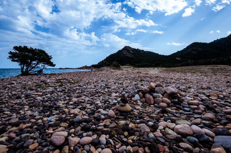 pebbles landscape on a beach in Corfu