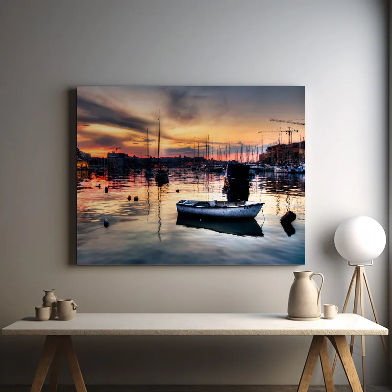 Malta Canvas Print |  Kalkara Sunset Boat