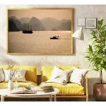 Vietnam Sunset Boats Silhuettes,Halong Bay sunset,Halong Bay sunset canvas,Halong Bay sunset canvas print