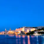 Valletta coastline skyline during dusk