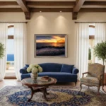 Elegant living room with ocean view and classic decor