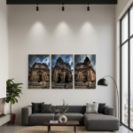 Modern living room with large wall art
