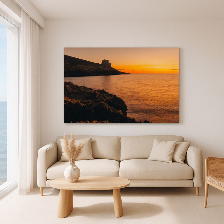 golden dusk at xlendi tower, gozo