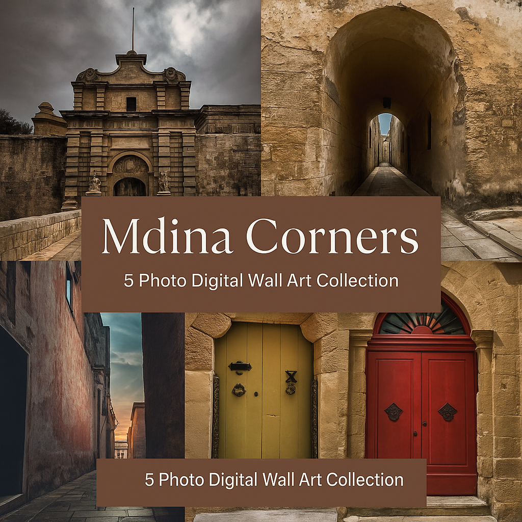 Mdina Corners – 5 Photo Digital Wall Art Collection - Malta Wall Art
