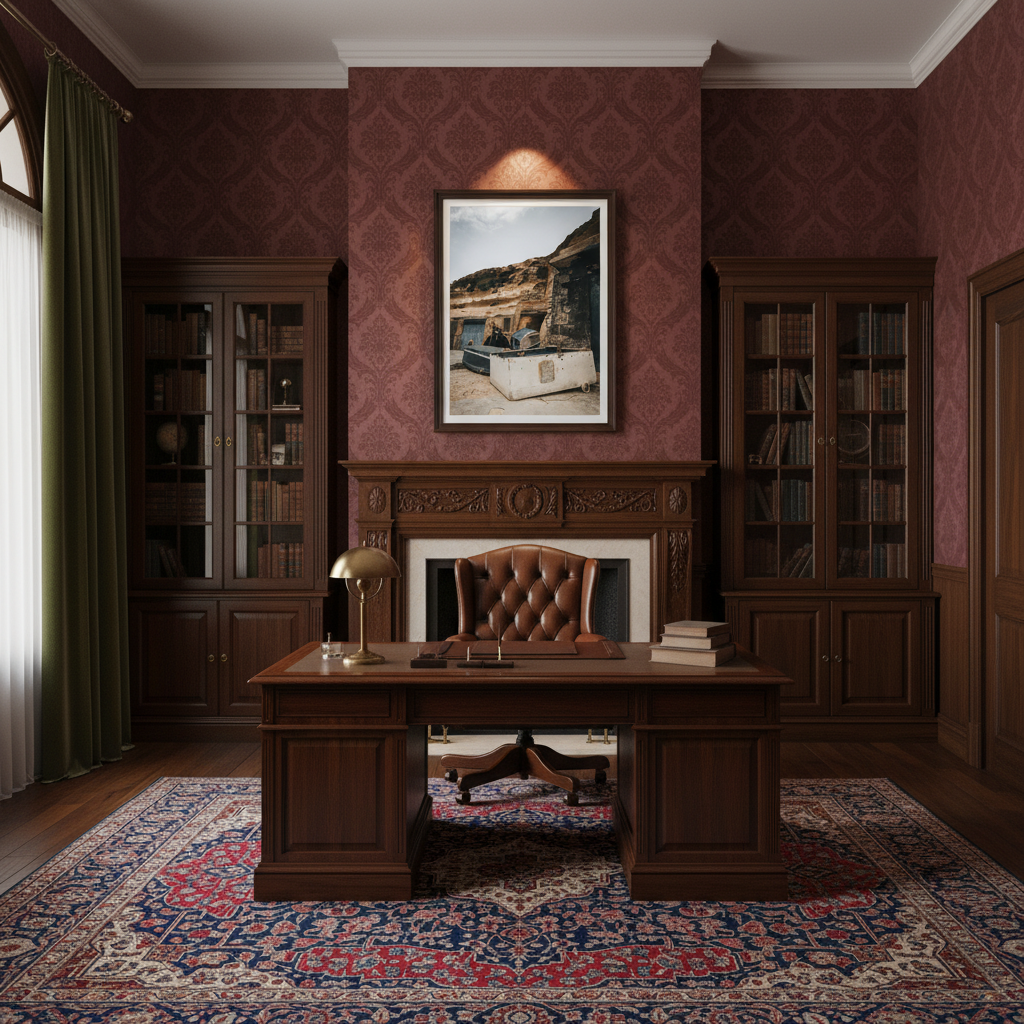 A person gazes out from the entrance of a sunlit cave towards the turquoise sea, with fishing boats bobbing gently on the water. The cave walls are rugged and textured, suggesting a natural, untouched environment.