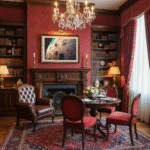 A person's hand tracing the texture of Mdina Stone Walls wallpaper in a sunlit living room, showcasing its realistic stone effect and warm, inviting ambiance.