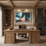 St. Agatha Red Tower Rise mockup #2 in a lifestyle setting, featuring a person holding the product in a trendy, minimalist apartment with natural light streaming through a large window, showcasing the product's modern design and functionality.