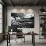 Gozo Dwejra Tower print displayed in a modern living room above a sofa with natural light.