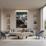 A person gazes out from a balcony at the idyllic Qbajjar Bay in Gozo, with Qolla l-Bajda Battery visible on the left and the charming Qbajjar promenade on the right, all under a clear blue sky.