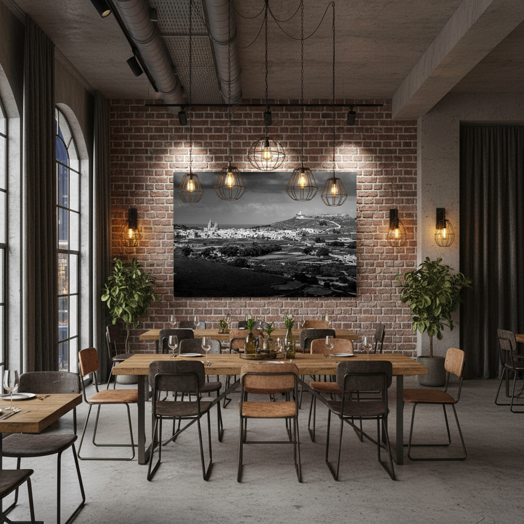 A grayscale photograph captures a serene lifestyle moment, featuring a person, viewed from the chest down, holding a mockup of the 'Gozo Ta Gurdan Lighthouse View Monochrome' framed print. The individual is casually dressed in jeans and a jumper, seated comfortably on a plush sofa, absorbed in admiring the artwork. The print itself showcases the iconic Gozo Ta Gurdan Lighthouse against a dramatic, cloudy sky, rendered in classic black and white. This image emphasizes the print's elegant integration into a cozy, personal living space.