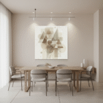 A "Soft Geometry" planter, in the shape of a blush pink ridged cube, rests on a light-colored wooden surface next to a stack of books and a cup of coffee, with a sunlit plant in the background.
