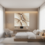 A woman with curly brown hair smiling and wearing a white t-shirt and the gold Soft Loops earrings, posing in a sunlit room with a plant in the background.