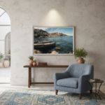 A serene lifestyle shot of Gozo Dahlet Qorrot Bay, captured at eye-level, showcasing its crystal-clear turquoise waters and rocky coastline under a clear sky. The image emphasizes the natural beauty and tranquility of the bay, suggesting a perfect escape.