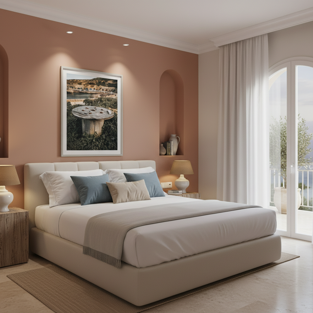 Gozo Dahlet Qorrot Wooden Spool shown in a sunlit, rustic-chic living room, placed on a stack of vintage books next to a ceramic mug, with soft, natural light highlighting its intricate details and the cozy hygge aesthetic of the space.