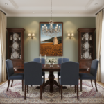 Gozo Ramla Bay Madonna artwork displayed in a bright, modern living room with a large window overlooking a garden, enhancing its appeal in a home setting.