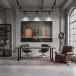 A minimalist living room featuring a large framed print of the Gozo Dwejra Yellow Archway, subtly lit by natural light, enhancing the room's serene and modern aesthetic.