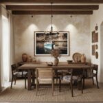 Gozo (Malta) Dwejra Luzzu traditional fishing boat digital art print displayed in a modern, minimalist living room above a sofa with natural light coming in from a window