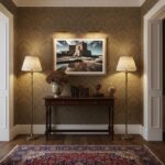 Gozo Qbajjar Battery Reflections - Wall Art displayed in a modern living room above a sofa with natural light and a plant.