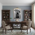 Rabat Malta Augustinian Friars Facade art print displayed in a modern, minimalist living room with a green sofa and natural light.