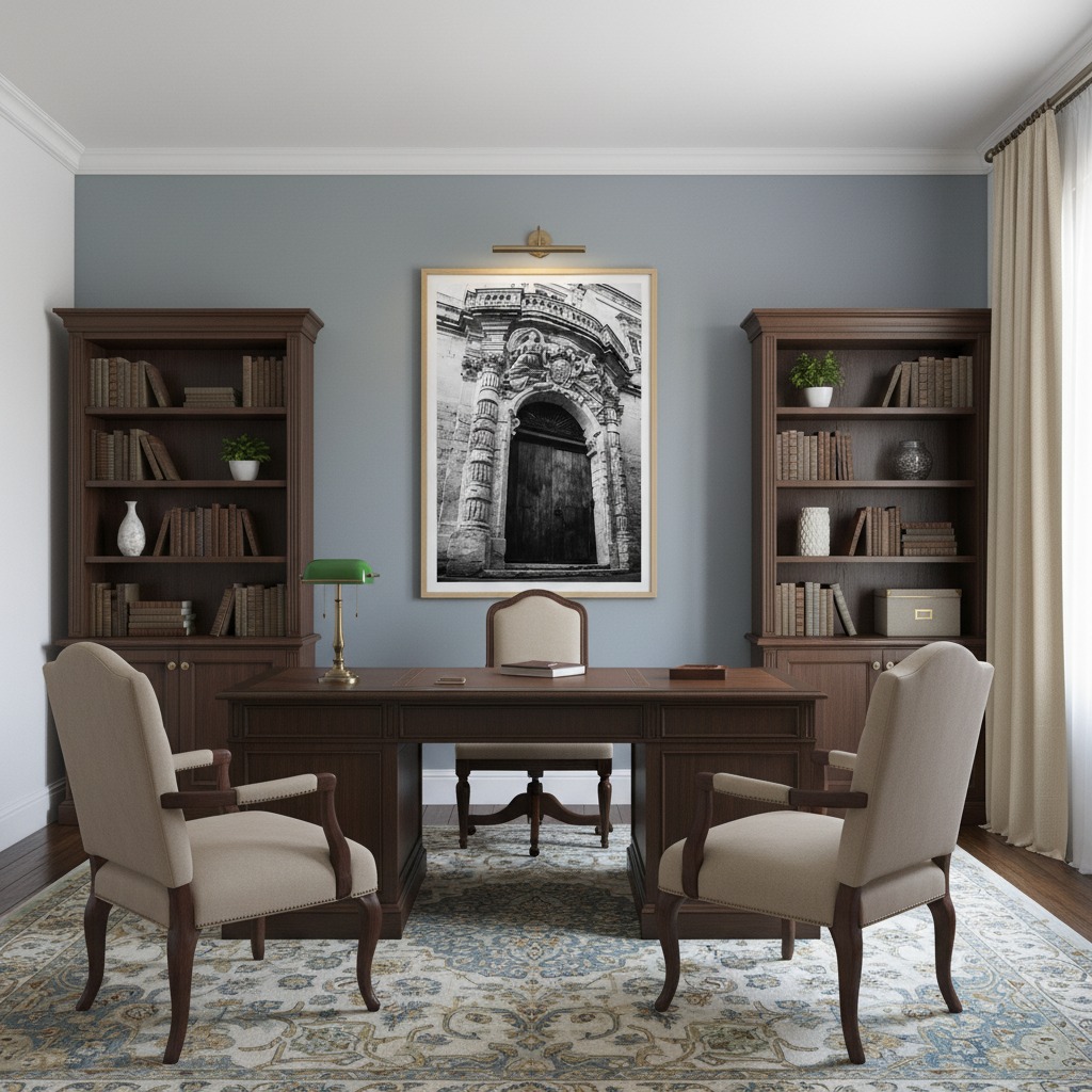 Rabat Malta Augustinian Friars Facade art print displayed in a modern, minimalist living room with a green sofa and natural light.