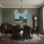 Gozo Dwejra Tower Blue Hour mockup #4 in a lifestyle setting, with the tower visible on a table next to a cup of coffee and a book, suggesting a calm morning or evening scene.