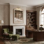 A person in a modern living room looking at a framed print of the Valletta Malta Bridge Bar Jazz art on a white wall.