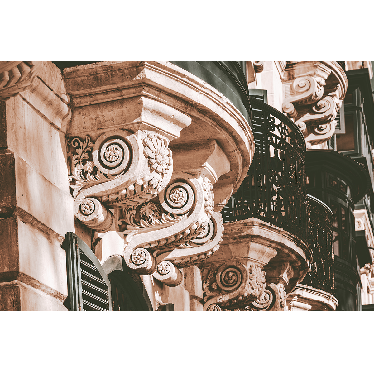 Valletta Malta Ornate Stone Balcony - Wall Art
