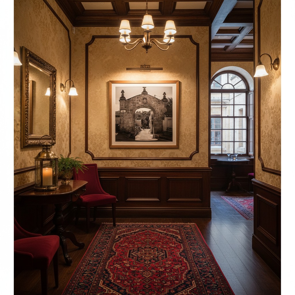 A person stands looking through the Kuncizzjoni Church Archway in Bahrija, Malta, with the Mediterranean Sea and a clear blue sky in the background, conveying a sense of serene travel and exploration.