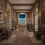 A person stands on a rocky cliff overlooking the Mediterranean sea at sunset, holding a framed photograph of the 'Malta Siggiewi Laferla Cross Portrait'. The warm light illuminates the scene, highlighting the textures of the rocks and the serene expression of the person. The artwork itself is prominent, showcasing its intricate details against the breathtaking natural backdrop.