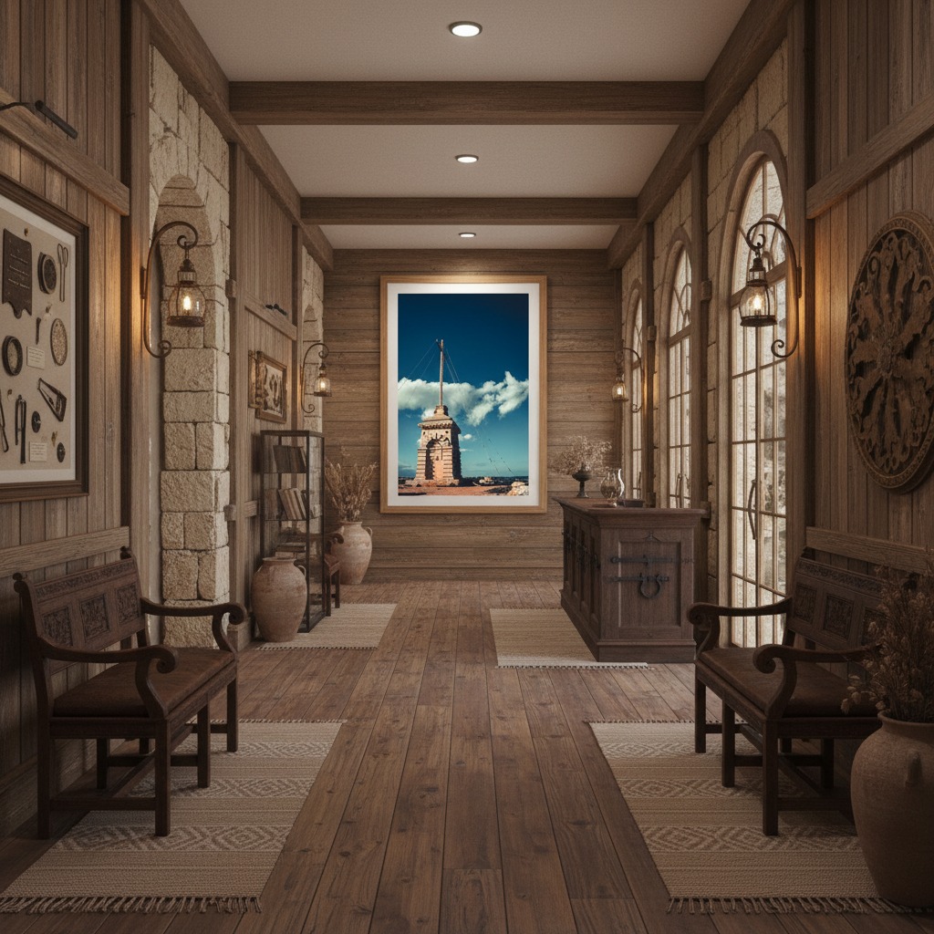 A person stands on a rocky cliff overlooking the Mediterranean sea at sunset, holding a framed photograph of the 'Malta Siggiewi Laferla Cross Portrait'. The warm light illuminates the scene, highlighting the textures of the rocks and the serene expression of the person. The artwork itself is prominent, showcasing its intricate details against the breathtaking natural backdrop.