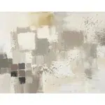 Neutral abstract painting with blocks and splatters