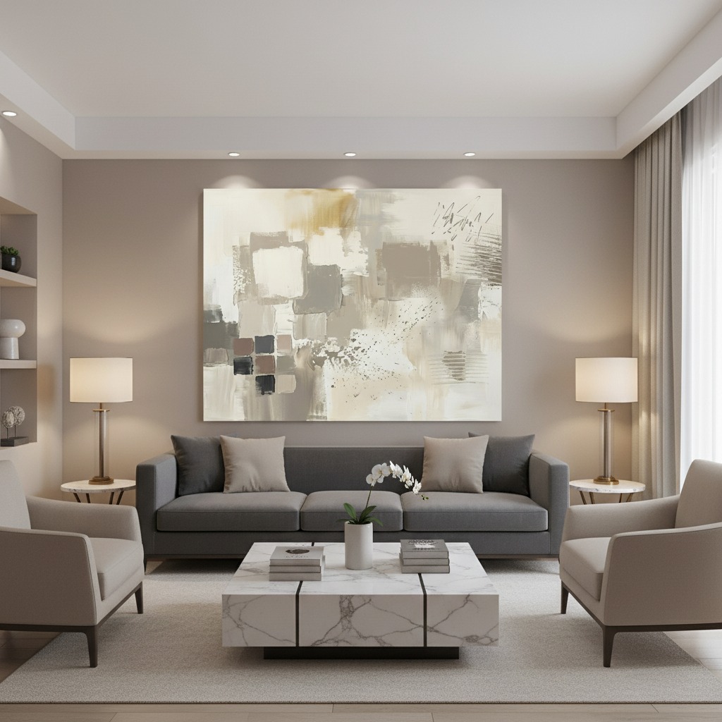 Ivory Grid 1 Abstract Wall Art