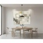 Minimalist dining room with abstract wall art