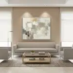Minimalist living room with abstract wall art