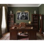 Classic wooden home office with leather chair