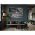 Cozy modern interior with bench and wall art
