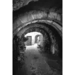 Stone archway corridor in historic alley