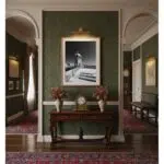 Elegant hallway with console table and framed photograph