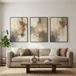 Modern living room with abstract wall art