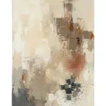 Abstract beige painting with gray and rust accents