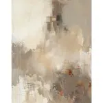 Abstract beige painting with soft textures and orange accents