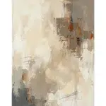 Abstract beige and gray textured painting with orange accents